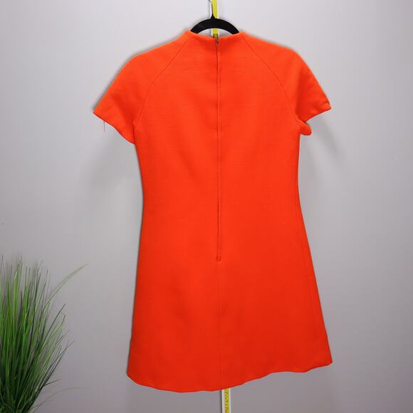 Vintage Neiman Marcus Wool Dress & Coat Set Orange Mod XS–S - Picture 4 of 8